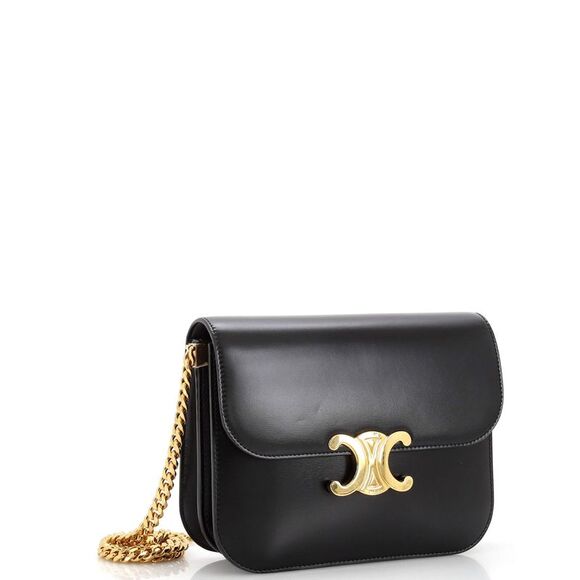 Celine Triomphe Shoulder Bag Smooth Calfskin Medium Black - Picture 2 of 6